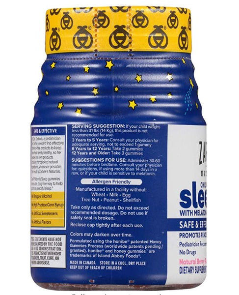 Zarbee's Naturals Children's Sleep with Melatonin Supplement, Natural Berry Flavored, 50 Gummies